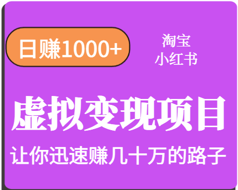 淘宝OR小红书虚拟变现，日赚1000+，多账号操作年收入几十W不等插图