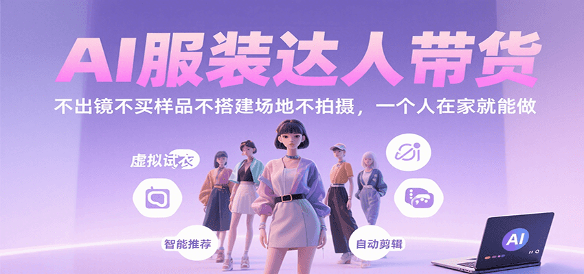 AI服装达人带货，不出镜不买样品不搭建场地不拍摄，一个人在家就能做插图