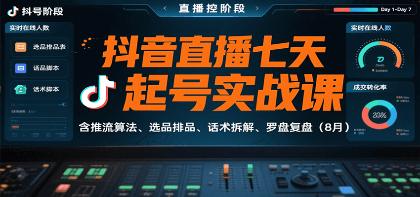 抖音直播七天起号实战课：含推流算法、选品排品、话术拆解、罗盘复盘（8月）插图