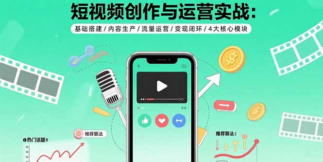 （15819期）短视频创作与运营实战：基础搭建/内容生产/流量运营/变现闭环/4大核心模块插图