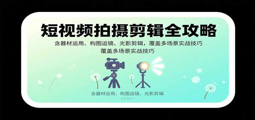 短视频拍摄剪辑全攻略：含器材运用、构图运镜、光影剪辑，覆盖多场景实战技巧插图