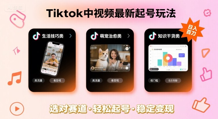 Tiktok中视频最新起号玩法，想要日入百刀，做好这几个赛道就可以了插图
