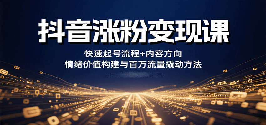 抖音涨粉变现课，快速起号流程+内容方向+情绪价值构建与百万流量撬动方法插图