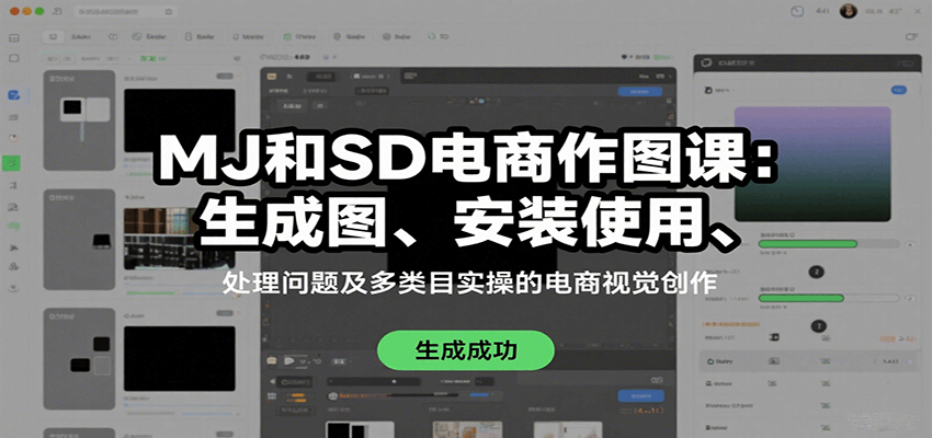 MJ和SD电商作图课：生成图、安装使用、处理问题及多类目实操的电商视觉创作插图