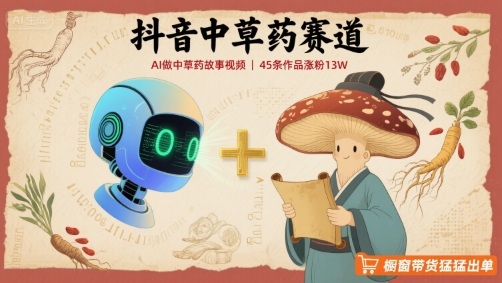 抖音中草药赛道，用AI做中草药故事视频，45条作品涨粉13W，橱窗带货猛猛出单插图