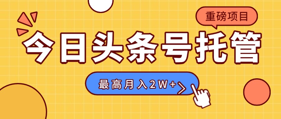 （15905期）【头条号托管 】我提供视频，你发布，每天操作5分钟，最高躺赚1W+插图