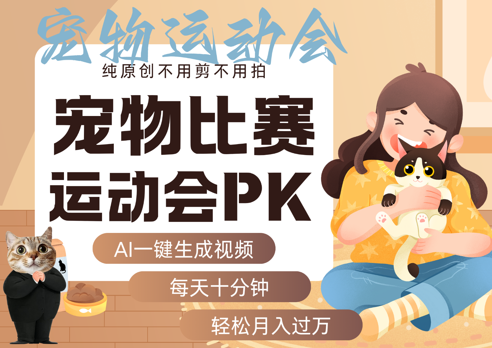 AI萌宠运动员跳水 射击  篮球  足球比赛   每天十分钟 附详细提示词文案库  代替做…插图