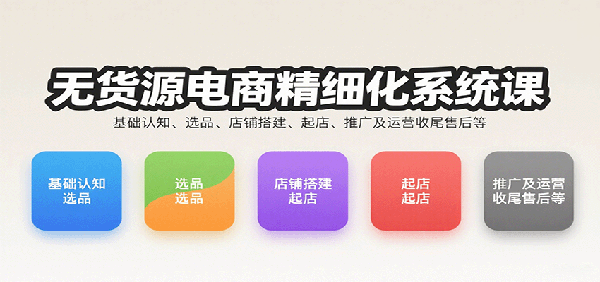 无货源电商精细化系统课：基础认知、选品、店铺搭建、起店、推广及运营收尾售后等插图