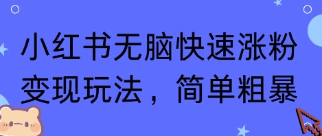 小红书无脑快速涨粉变现玩法，简单粗暴插图