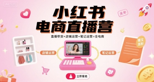 小红书电商直播营，直播带货+店铺运营+笔记运营=全电商插图