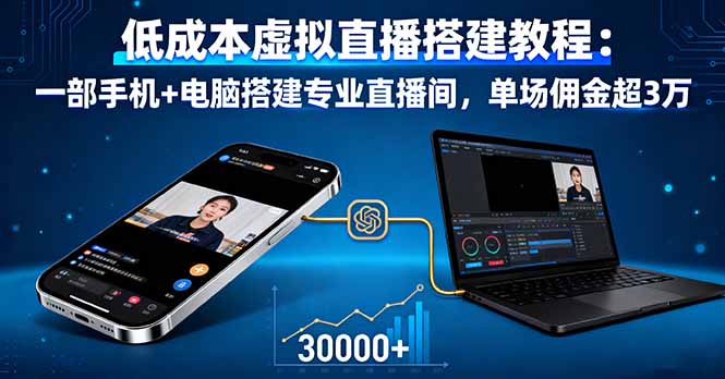 （16156期）低成本虚拟直播搭建教程：一部手机+电脑搭建专业直播间，单场佣金超3万插图