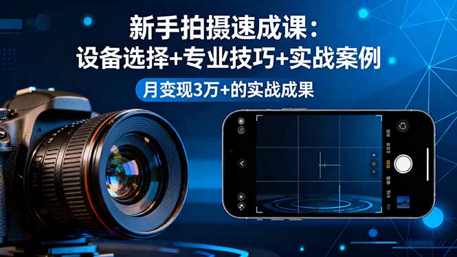（16160期）新手拍摄速成课，设备选择+专业技巧+实战案例，月变现3万+的实战成果插图