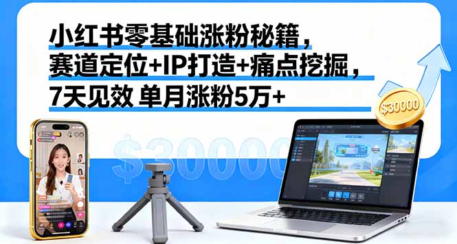 （16158期）小红书零基础涨粉秘籍，赛道定位+IP打造+痛点挖掘，7天见效 单月涨粉5万+插图