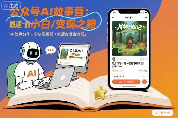 公众号ai故事营，最适合小白的自媒体变现之路插图