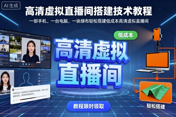 高清虚拟直播间搭建技术教程，一部手机、一台电脑、一块绿布轻松搭建低成本高清虚拟直播间插图