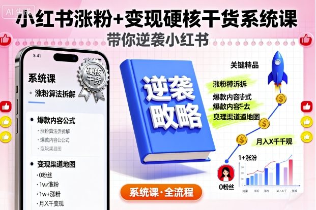 小红书涨粉+变现硬核干货系统课，带你逆袭小红书插图