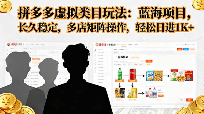 （16236期）拼多多虚拟类目玩法，蓝海项目，长久稳定，多店矩阵操作，轻松日进1K+插图