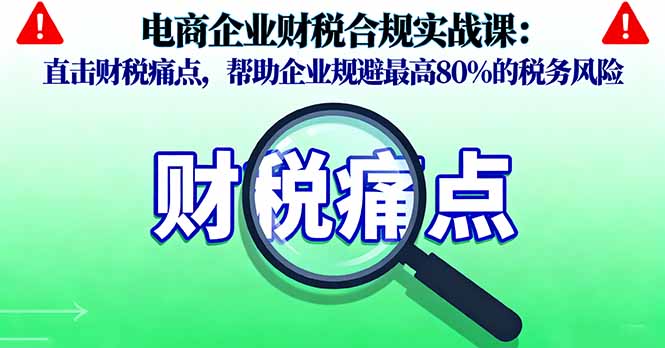 （16232期）电商企业财税合规实战课，直击财税痛点，帮助企业规避最高80%的税务风险插图