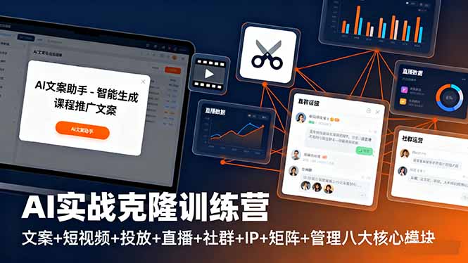 (16328期)AI实战克隆训练营:文案+短视频+投放+直播+社群+IP+矩阵+管理八大核心模块插图 (16328期)AI实战克隆训练营:文案+短视频+投放+直播+社群+IP+矩阵+管理八大核心模块插图
