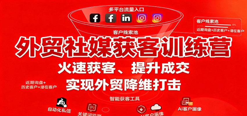 外贸社媒获客训练营,火速获客、提升成交,实现外贸降维打击插图 外贸社媒获客训练营,火速获客、提升成交,实现外贸降维打击插图