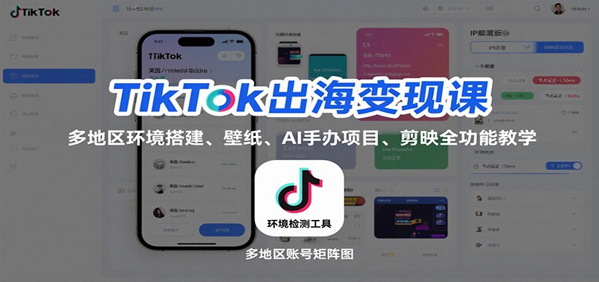 TikTok出海变现课:多地区环境搭建、壁纸、AI 手办项目、剪映全功能教学插图 TikTok出海变现课:多地区环境搭建、壁纸、AI 手办项目、剪映全功能教学插图