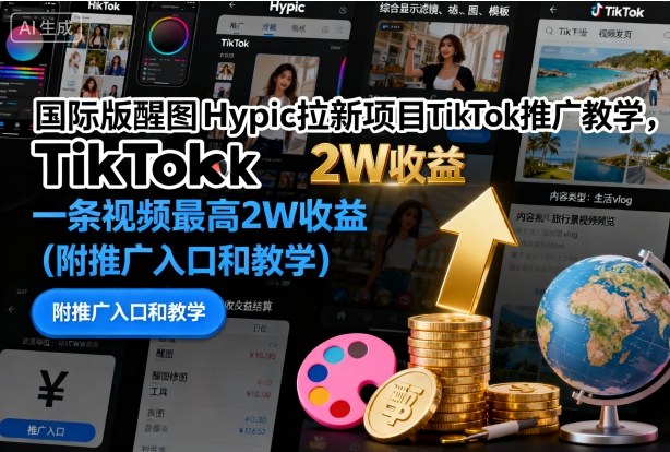 国际版醒图Hypic拉新项目TikTok推广教学,一条视频最高2W收益(附推广入口和教学)插图 国际版醒图Hypic拉新项目TikTok推广教学,一条视频最高2W收益(附推广入口和教学)插图
