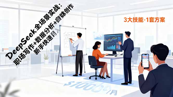 （16418期）DeepSeek全场景实战：职场写作+数据分析+自媒体创作，新手快速月入过万插图