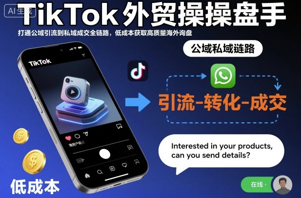 TikTok外贸操盘手，打通公域引流到私域成交全链路，低成本获取高质量海外询盘插图