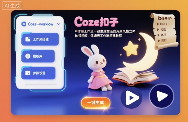 Coze扣子工作流一键生成童话皮克斯风格立体书视频，保姆级工作流搭建教程插图