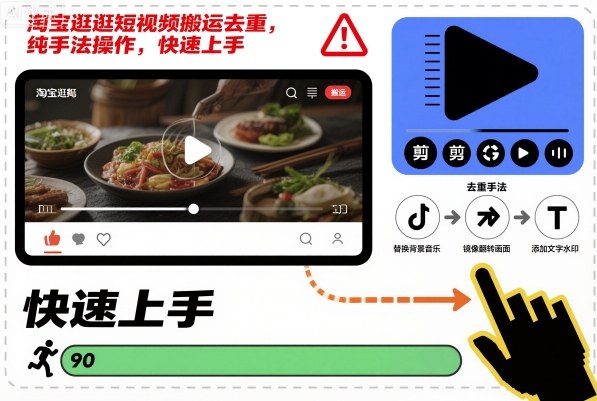 淘宝逛逛短视频搬运去重，纯手法操作，快速上手插图