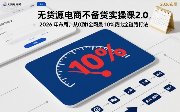 无货源电商不备货实操课2.0，2026年布局，从0到1全网最低10%费比全链路打法【更新中】插图