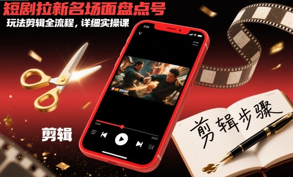短剧拉新名场面盘点号玩法剪辑全流程，详细实操课插图