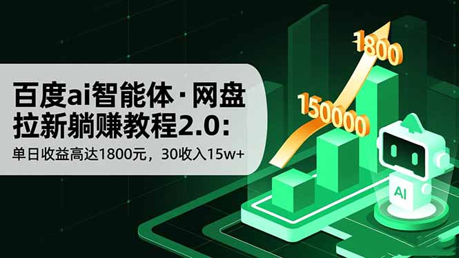 （16565期）百度ai智能体·网盘拉新躺赚教程2.0：单日收益高达1800元，30收入15w+插图