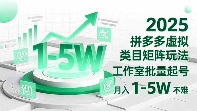（16548期）2025 拼多多虚拟类目矩阵玩法，工作室批量起号，月入 1-5W 不难插图