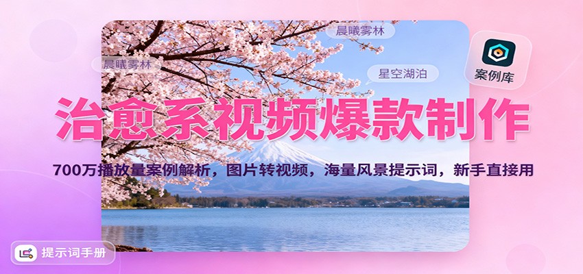 治愈系视频爆款制作,700万播放量案例解析,图片转视频,海量风景提示词,新手直接用插图 治愈系视频爆款制作,700万播放量案例解析,图片转视频,海量风景提示词,新手直接用插图