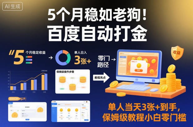 5个月稳如老狗！百度自动打金，单人当天3张+到手，保姆级教程小白零门槛插图