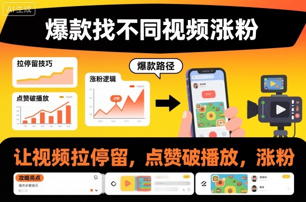 爆款找不同视频涨粉，让视频拉停留，实现点赞，破播放，涨粉插图