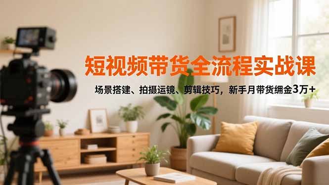 （16679期）短视频带货全流程实战课，场景搭建、拍摄运镜、剪辑技巧，新手月带货佣金3万+插图