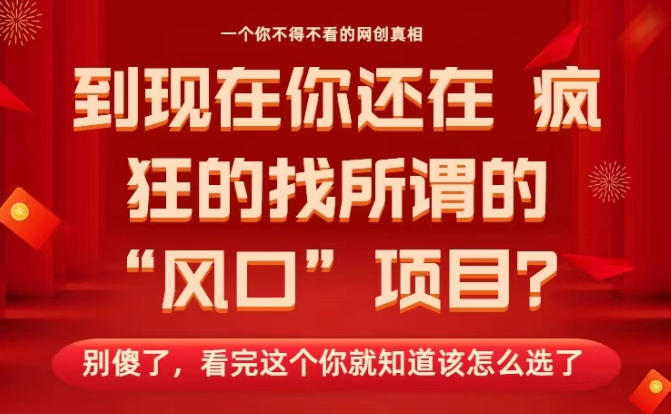 马上26年了，你还在找所谓的风口项目？别傻了，看完这个你全都懂了！插图