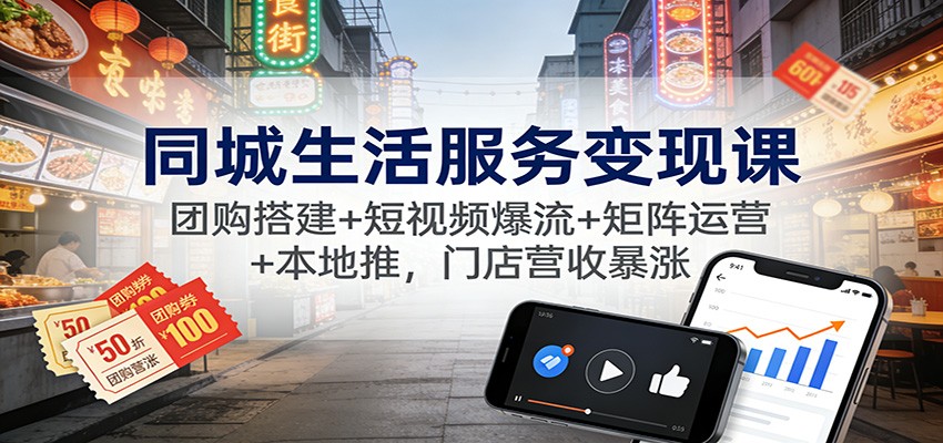 同城生活服务变现课:团购搭建+短视频爆流+矩阵运营+本地推,门店营收暴涨插图 同城生活服务变现课:团购搭建+短视频爆流+矩阵运营+本地推,门店营收暴涨插图