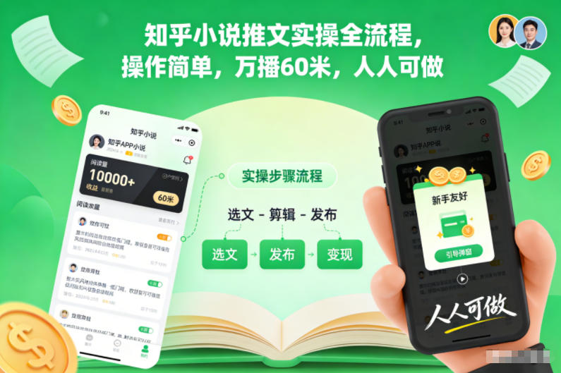 知乎小说推文实操全流程，操作简单，万播60米，人人可做插图