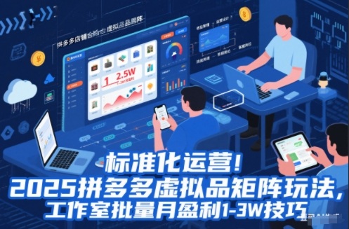 标准化运营！2025拼多多虚拟品矩阵玩法，工作室批量月盈利1-3W技巧插图