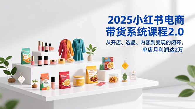 （16880期）2025小红书电商带货系统课程2.0，从开店、选品、内容到变现的闭环，单店月利润达2万插图