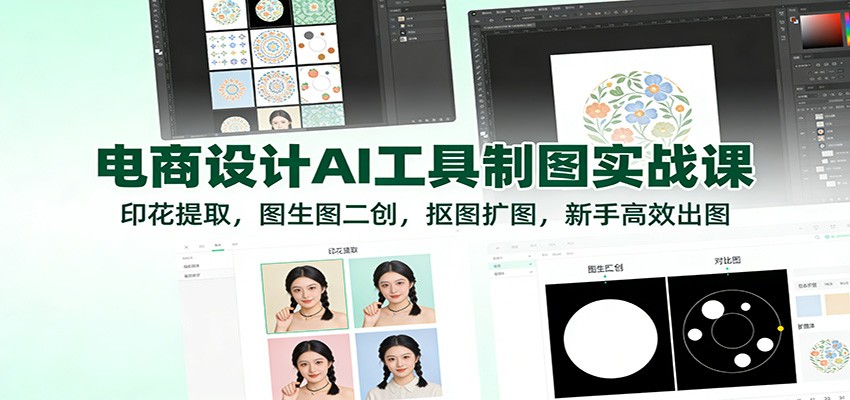 电商设计AI工具制图实战课:印花提取,图生图二创,抠图扩图,新手高效出图插图 电商设计AI工具制图实战课:印花提取,图生图二创,抠图扩图,新手高效出图插图