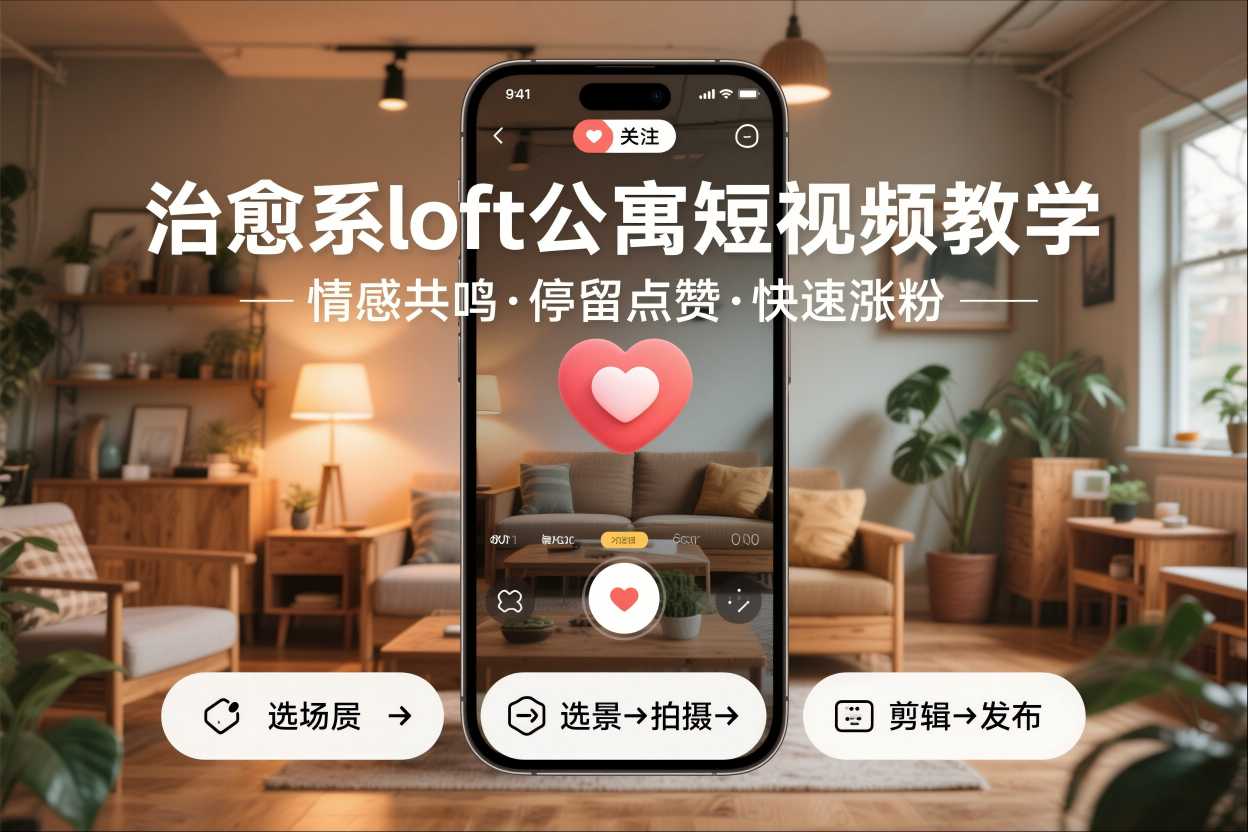 治愈系loft公寓短视频制作教学，情感共鸣引停留点赞关注，快速起号涨粉插图