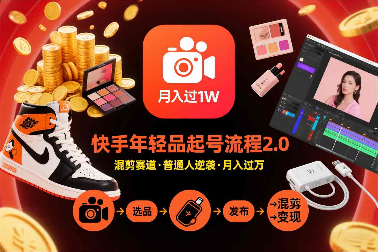 快手短视频带货年轻品起号流程2.0，快手年轻品混剪赛道，普通人也能月入过1W插图