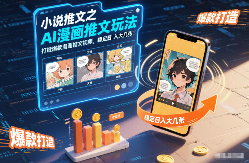 小说推文之AI漫画推文玩法，打造爆款漫画推文视频，稳定日入大几张插图