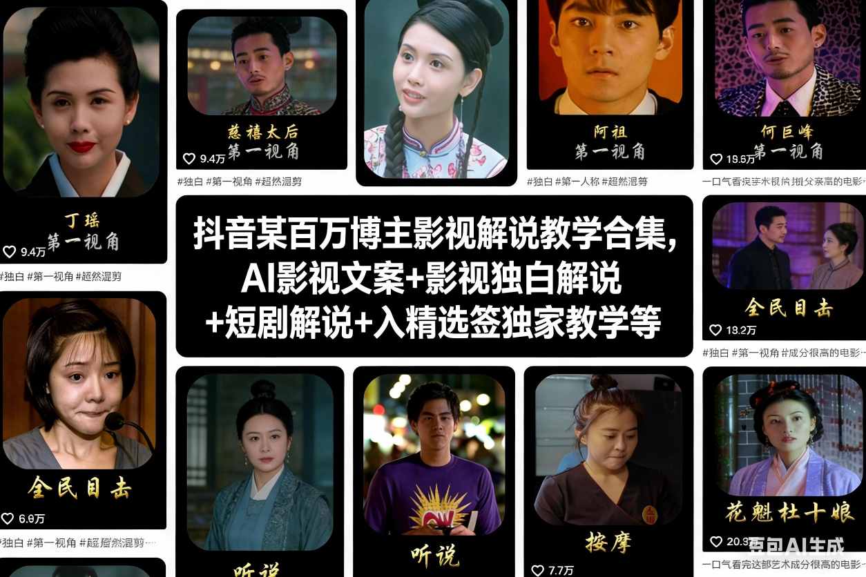 抖音某百万博主影视解说教学合集，AI影视文案+影视独白解说+短剧解说+入精选签独家教学等插图