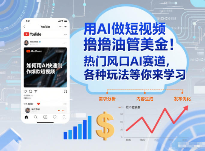 用AI做短视频撸油管美金，热门风口AI赛道，你不做我做，各种玩法等你来学习插图