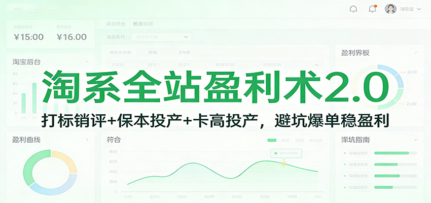 淘系全站盈利术2.0:打标销评+保本投产+卡高投产,避坑爆单稳盈利插图 淘系全站盈利术2.0:打标销评+保本投产+卡高投产,避坑爆单稳盈利插图